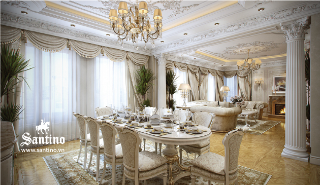 Phòng khách và Bếp Cổ điển Châu Âu
