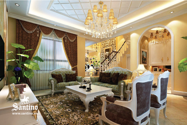 Biệt thự đẹp phòng khách tân cổ điển nội thất sang trọng