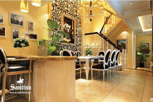Biệt thự đẹp nội thất phòng ăn tân cổ điển
