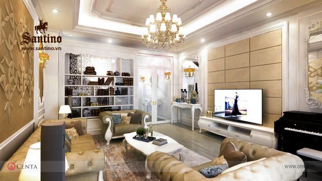 Thiết kế Nội thất phòng Khách Tân cổ điển