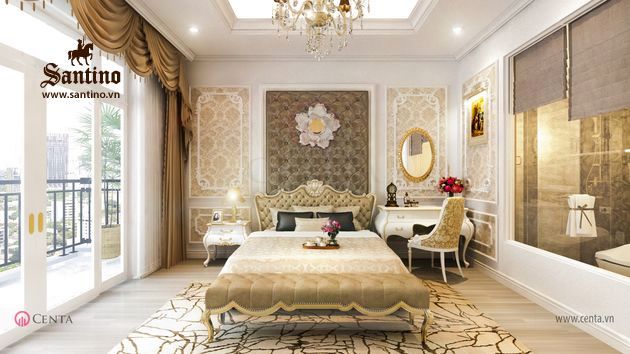 Thiết kế Nội thất phòng ngủ master Tân cổ điển
