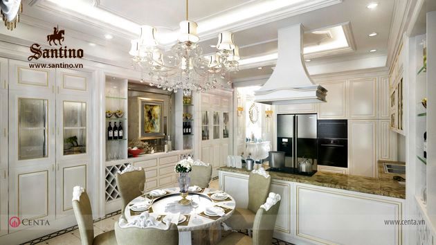 Thiết kế Nội thất phòng Bếp Tân cổ điển